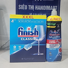Viên rửa bát Finish 120 viên+1150ml Nước bóng Finish dùng cho Máy rửa bát