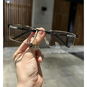 Kính gọng nửa viền dáng chữ nhật đơn giản dễ đeo không kén mặt cho nam nữ