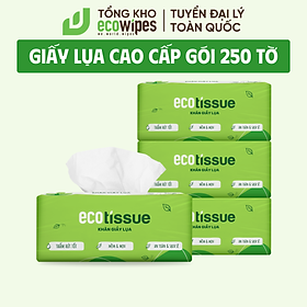 Khăn giấy lụa khăn giấy ăn rút Ecotissue gói 250 tờ thấm hút tốt mềm mịn an toàn sạch sẽ