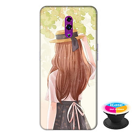 Ốp lưng điện thoại Oppo Reno hình Phía Sua Một Cô Gái tặng kèm giá đỡ điện thoại iCase xinh xắn - Hàng chính hãng