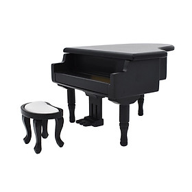 Miniature Piano with Stool DIY Scene Accessories for Decoration Ornament