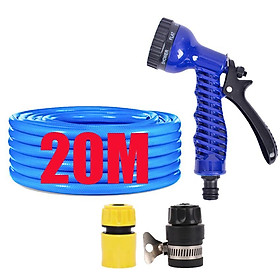 Bộ dây tăng áp 3 lần vòi xịt nước rửa xe, tưới cây loại 20m (cút nhựa nối nhựa đen 713-2) 206843 TL