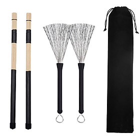 Durable 1 Pack Drumsticks Drum Brushes with Carrying Bag for Drum-player