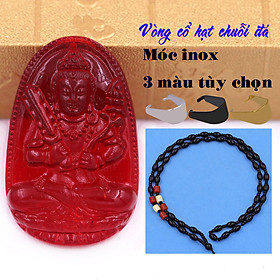 Mặt dây chuyền Phật Hư không tạng Pha lê đỏ kèm dây đeo - Hộ mệnh tuổi Sửu, Dần - Size phù hợp cho nam và nữ