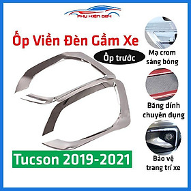 Ốp viền đèn gầm trước Tucson 2016-2017-2018, 2019-2020-2021 mạ Crom chống trầy trang trí làm đẹp xe