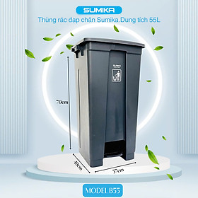 Mua Thùng rác nhựa đạp chân SUMIKA 15L  25L  35L  45L  55L  có nắp đậy  nhựa cao cấp  màu xám