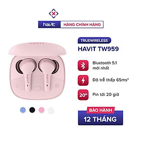 Tai Nghe True Wireless Havit TW959 -  Bluetooth 5.1, Độ Trễ Tới 65ms, Nghe Độc Lập, Pin Tới 20H - Hàng Chính Hãng