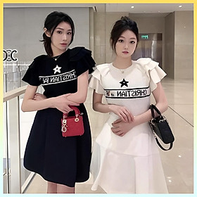 Áo len Montoghi dệt kim IN SAO dạng TAY BÈO xinh xắn