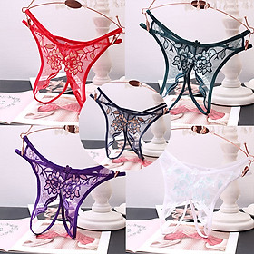 Quần Lót Nữ Lọt Khe Xuyên Thấu Xẻ Đáy Phối Hoa Hồng Đối Xứng LKXD02 Freesize Dưới 60Kg