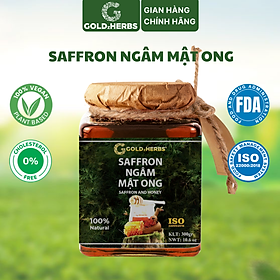 Hàng chính hãng - Saffron ngâm mật ong GoldzHerbs, 100% mật ong nguyên chất – Hũ 300g/ Hộp 15 gói x 10g