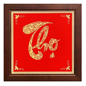 Mua Quà mừng thọ: tranh chữ Thọ bằng bạc mạ vàng 24K