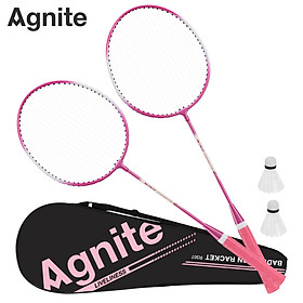 [TẶNG QUẢ CẦU] Vợt Cầu Lông Đôi Màu Pastel Agnite Giá Rẻ Hợp Kim Carbon Bền Siêu Nhẹ 9kg Căng Sẵn Phù Hợp Mọi Lứa Tuổi - Hồng pastel