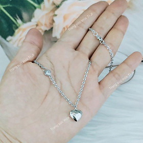 Dây chuyền nữ inox chạm chiếu mặt trái tim, sáng đẹp không đen