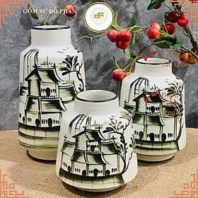 Mua Bộ 3 Lọ hoa Bát Tràng vẽ tay siêu đẹp trang trí phòng khách  phòng ngủ  quà tặng