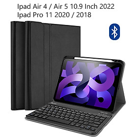 Mua Bao Da Kèm Bàn Phím Dành Cho Ipad Air 4 / Air 5 10.9 Inch 2022 Ipad Pro 11 2020 / 2018 Có Khe Cho Pencil Bluetooth