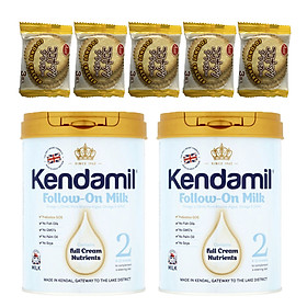 Combo 2 hộp Sữa bột nguyên kem KENDAMIL số 2 FOLLOW-ON MILK 900g (6-12 tháng tuổi) - Tăng sức đề kháng, tăng cân, phát triển chiều cao và trí não – Tặng 5 bánh quy Nhật Bản hiệu Aee