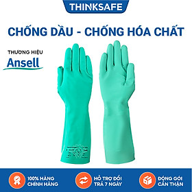 Mua Găng chống hóa chất Ansell 37-175 cấu tạo nitrile chống hóa chất  chống dầu nhớt  có lót thấm hút mồ hôi tốt (xanh lá)