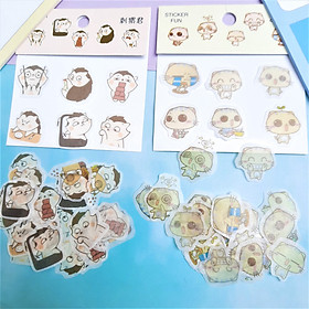 Combo 2 Bộ 32 Sticker Hình Dán Mini Mèo Và Nhím Dễ Thương