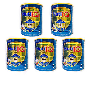 Bộ 5 lon sữa Nuti IQ Gold 3 1.5kg (mới) - Phát triển não bộ và thị giác, Tăng cường sức đề kháng, Phát triển cân nặng - chiều cao, Tiêu hoá - hấp thu tốt, Ngăn ngừa táo bón