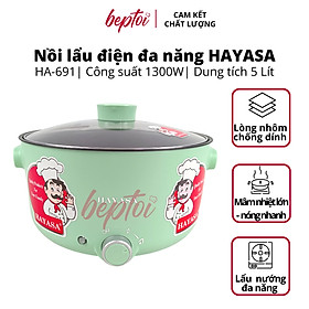 Mua Nồi lẩu điện đa năng HAYASA  bếp lẩu điện mini dung tích 5 Lít công suất 1300W HA-691 - Hàng Chính Hãng