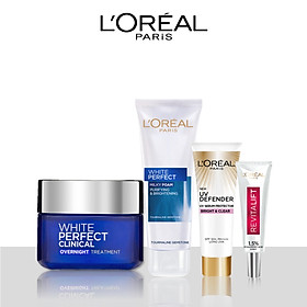 Bộ kem dưỡng trắng giảm thâm nám & sữa rửa mặt & kem chống nắng & HA Serum L'Oreal Paris