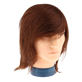 Brown Human Hair Male Mannequin Head Styling Weaving Training Manikin Head