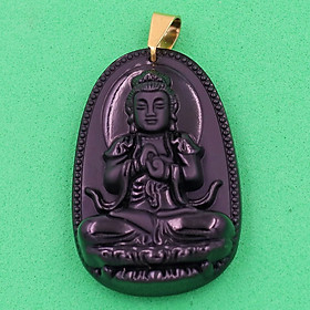 Mặt Phật Như lai Đại nhật - thạch anh đen 4.3cm - tuổi Mùi, Thân