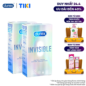 Bao Cao Su Siêu Mỏng Durex Invisible Hộp 10s + Hộp 10s