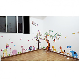 Decal dán tường vườn thú AmyShop (170 x 400 cm)