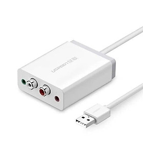 Ugreen UG3052130521TK 1M màu Trắng Bộ chuyển USB 2.0 sang 2 đầu bông sen + Loa + MIC - HÀNG CHÍNH HÃNG