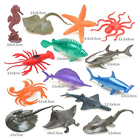 Bộ 14 đồ chơi mô hình Cá Biển & quần thể Sinh Vật biển đáy Đại Dương nhựa size lớn 10~14cm