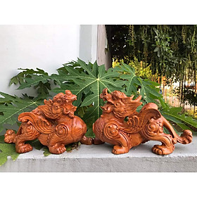 Mua Cặp tượng tỳ hưu gỗ hương ngang 20cm