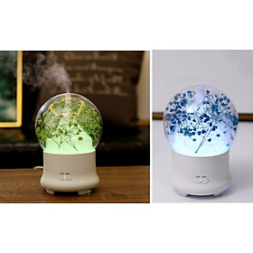 Máy xông tinh dầu, phun sương Quả Cầu Hoa LED 7 màu cao cấp 2019 + tặng 1 lọ tinh dầu 10ml