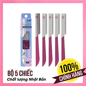 Dao cạo lông mày cao cấp Nhật Disposable BTM-5F1 bộ 5 chiếc (màu hồng)