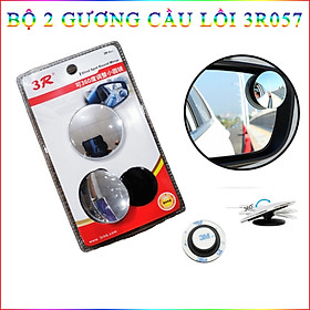 Bộ 2 Gương Cầu Lồi 3R 3R-057 Không Viền Đa Cực Xoay 360 Xóa Điểm Mù Xe Gắn Kính Ô Tô 5cm