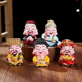 Mua Bộ 5 Tượng Thần Tài  Phúc - Lộc - Thọ -Tài - Hỷ  Mini Trang Trí Sen Đá  Nhà  Sân Vườn