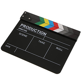 Movie Director Acrylic Dry Erase Slate Clapboard with Color Sticks (Black)