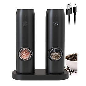 Muối và hạt tiêu điện với cơ sở, muối điện và máy nghiền hạt tiêu có thể sạc lại với màu đen