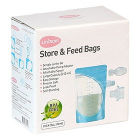 Hộp 20 Túi Trữ Sữa Mẹ Và Thức Ăn Cho Bé Ăn Trực Tiếp Bằng Thìa Unimom UM870312