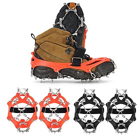 2Pair Ice Cleats Crampons Traction ,13 Tooth Stainless Steel Anti-Slip ,Ice Snow Grips for Women, Kids, Men Shoes Boots