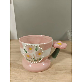 Thuận lợi nhất sáng tạo nhiệt độ cao vẽ tay hoa tulip ba chiều cốc gốm cốc cốc cà phê màu tráng men văn phòng nhà - Hoa hồng