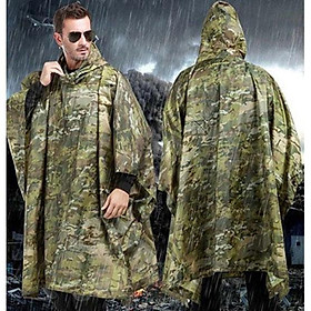 Áo mưa cánh dơi (xẻ tà) vải dù cao cấp rằn ri lính Mỹ  (Màu rằn ri)