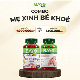 BỘ ĐÔI MẸ XINH BÉ KHỎE (COMBO 1 LỌ VIÊN NHAI BỔ SUNG VITAMIN CHO TRẺ & 1 LỌ CHỐNG LÃO HOÁ CHO MẸ)