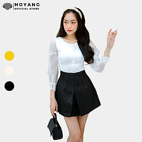 Áo Voan Tay Lưới Đính Nút Thời Trang HOYANG AHY22