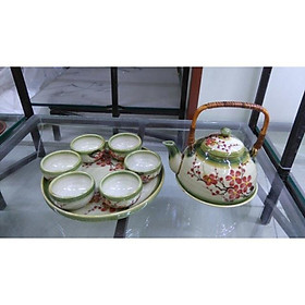 Mua Bộ ấm trà giỏ cua vẽ hoa đào đỏ
