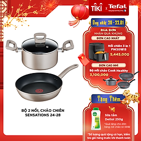 Combo Chảo chiên Tefal Sensations H9100614 28 cm & Nồi chống dính Tefal Sensations H9104614 24cm