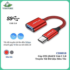 Mua Cáp Chuyển Đổi Type C Sang Usb 3.0 Cao Cấp CD0019 JSAUX - Cho Điện Macbook  Điện thoại Samsung  Oppo  Huewei...Cáp OTG - Hàng chính hãng