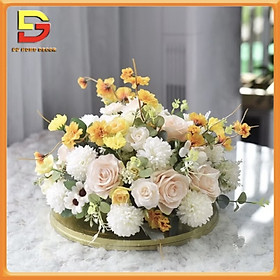 Mua Hoa Lụa Để Bàn Lẵng Hoa Giả Cao Cấp Dài 40cm Trang Trí Để Bàn Họp Sự Kiện DG-299