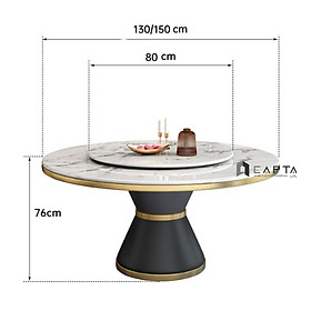 Mua Bàn ăn 2 mặt đá tròn xoay TN Jupiter 3A-135E Nội thất Capta Bàn nhà hàng phòng ăn cao cấp chân viền inox vàng nhập khẩu