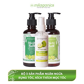 Bộ 3 Sản Phẩm Kích Thích Mọc Tóc & Ngăn Ngừa Rụng Tóc MILAGANICS (Serum Bưởi 100ml + Dầu Gội Bưởi 250ml + Dầu Xả Bưởi 250ml)